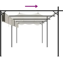 Pergola sisäänvedettävä katto kerma 589x292x230 cm