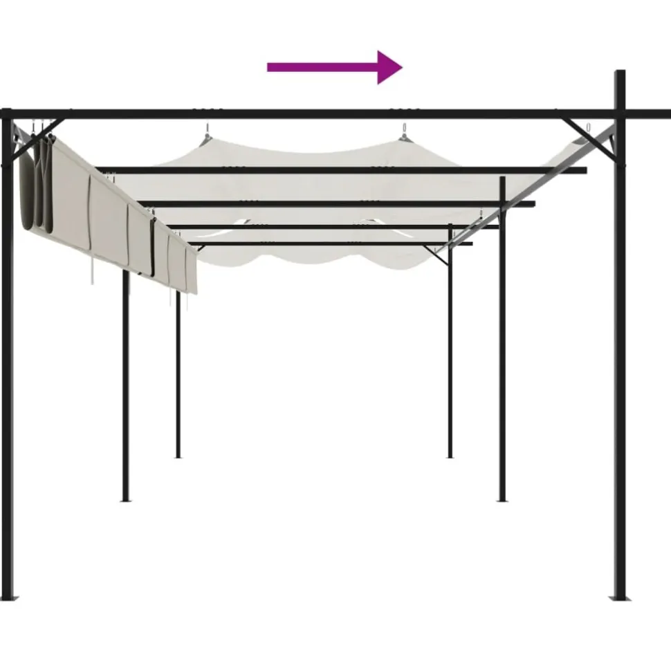 Pergola sisäänvedettävä katto kerma 589x292x230 cm