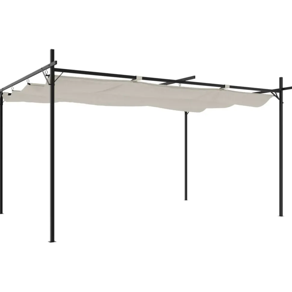 Pergola sisäänvedettävä katto kerma 395x292x230 cm