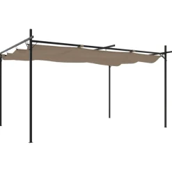 Pergola sisäänvedettävä katto taupe 395x292x230 cm