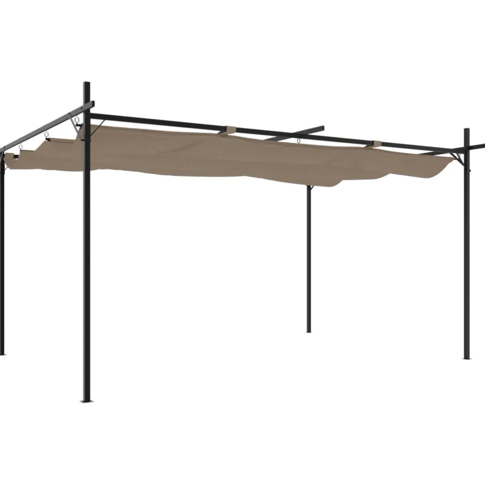 Pergola sisäänvedettävä katto taupe 395x292x230 cm
