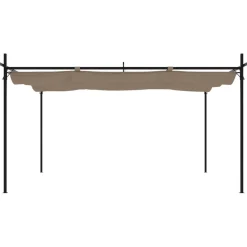 Pergola sisäänvedettävä katto taupe 395x292x230 cm