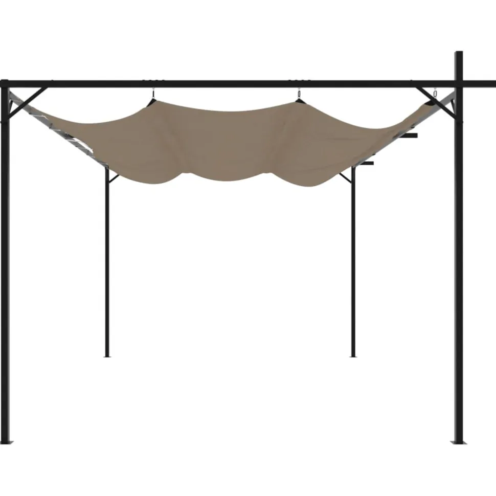 Pergola sisäänvedettävä katto taupe 395x292x230 cm