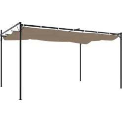 Pergola sisäänvedettävä katto taupe 395x292x230 cm