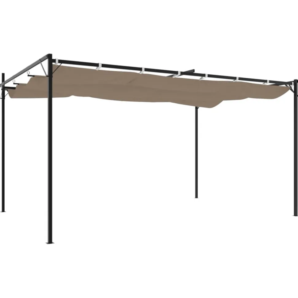 Pergola sisäänvedettävä katto taupe 395x292x230 cm
