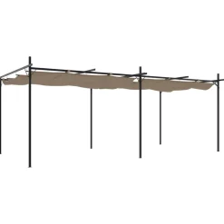 Pergola sisäänvedettävä katto taupe 589x292x230 cm