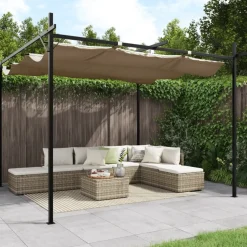 Pergola sisäänvedettävä katto taupe 295x292x230 cm