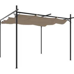 Pergola sisäänvedettävä katto taupe 295x292x230 cm