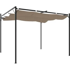 Pergola sisäänvedettävä katto taupe 295x292x230 cm