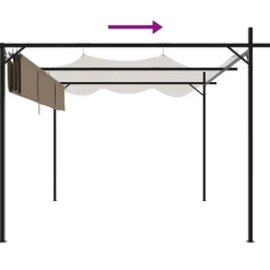 Pergola sisäänvedettävä katto taupe 295x292x230 cm