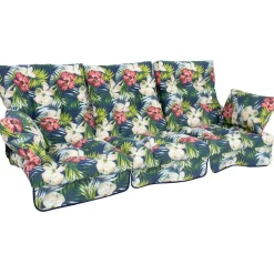 Pihakeinun pehmuste Home4You ROMA 108x56x10 cm, tumma kukkakuosi, 3-osainen, musta