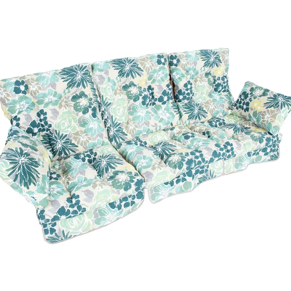 Pihakeinun pehmuste Home4You ROMA 108x56x10 cm, vaalea kukkakuosi, 3-osainen
