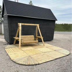 Pihaterassi, pyöreät kulmat, painekyllästetty mänty, vihreä, II-laatu, eri kokoja