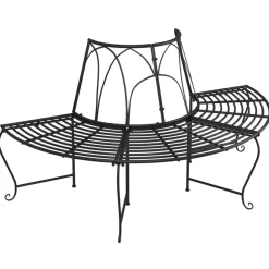 Puolipyöreä puunympäryspenkki 2 kpl Ø159 cm musta teräs