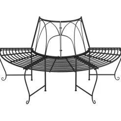 Puolipyöreä puunympäryspenkki 2 kpl Ø159 cm musta teräs