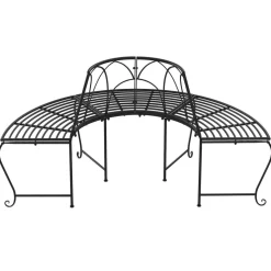 Puolipyöreä puunympäryspenkki 2 kpl Ø159 cm musta teräs