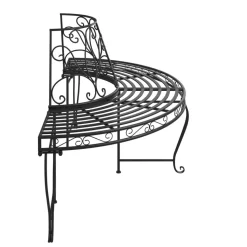 Puolipyöreä puunympäryspenkki Ø 160 cm musta teräs
