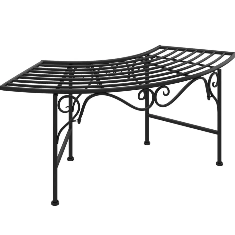 Puunreunuspenkki 113 cm musta teräs (18826)