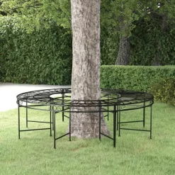 Puunympäryspenkki Ø 160 cm musta teräs