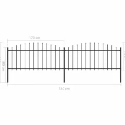 Puutarha-aita keihäskärjillä teräs (0.5-0.75)x3.4m musta