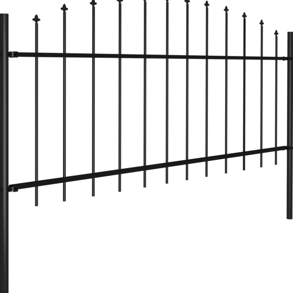 Puutarha-aita keihäskärjillä teräs (0.5-0.75)x5.1m musta