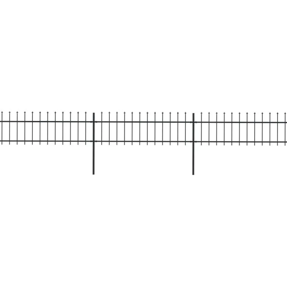 Puutarha-aita keihäskärjillä 5.1x0.6m teräs musta