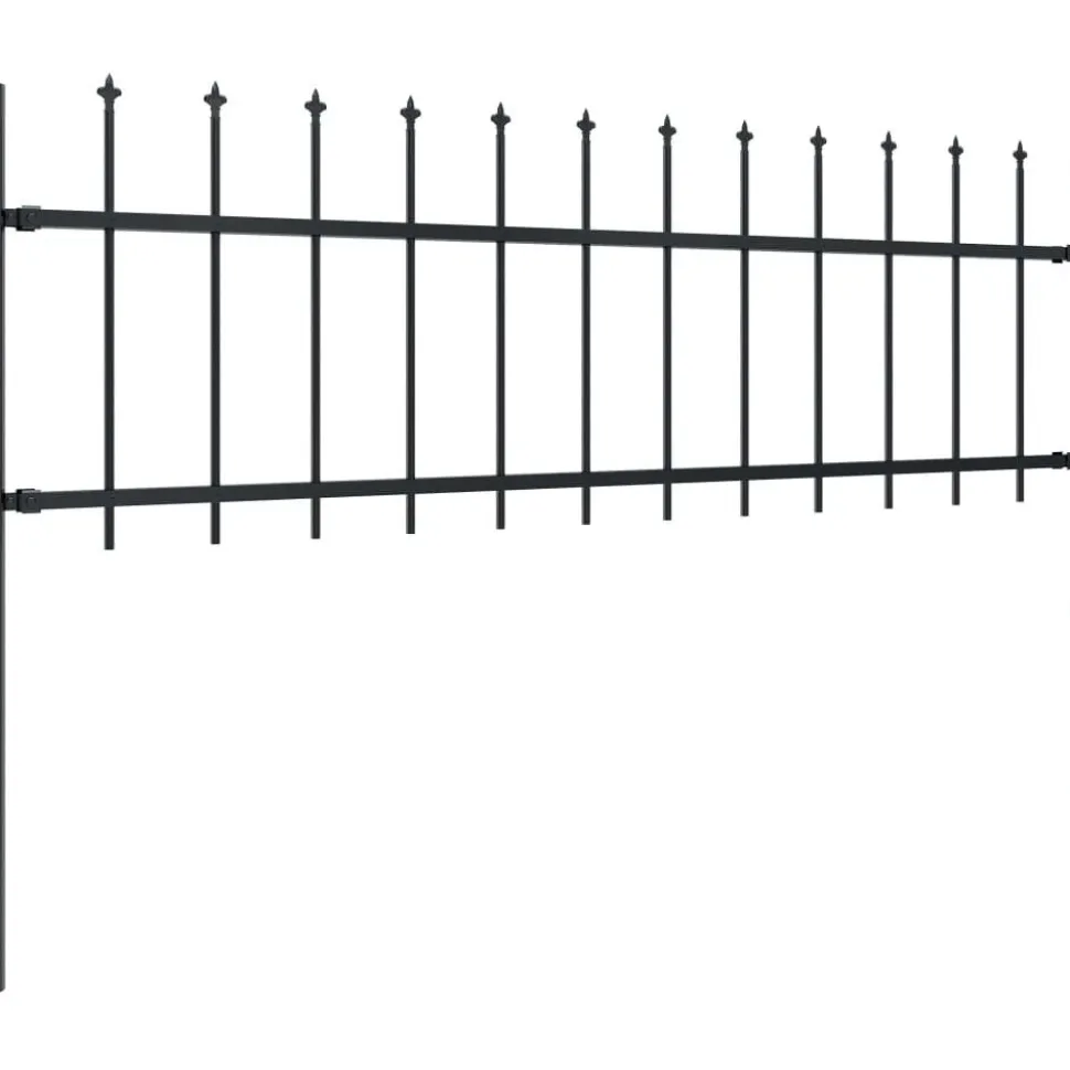 Puutarha-aita keihäskärjillä 5.1x0.6m teräs musta
