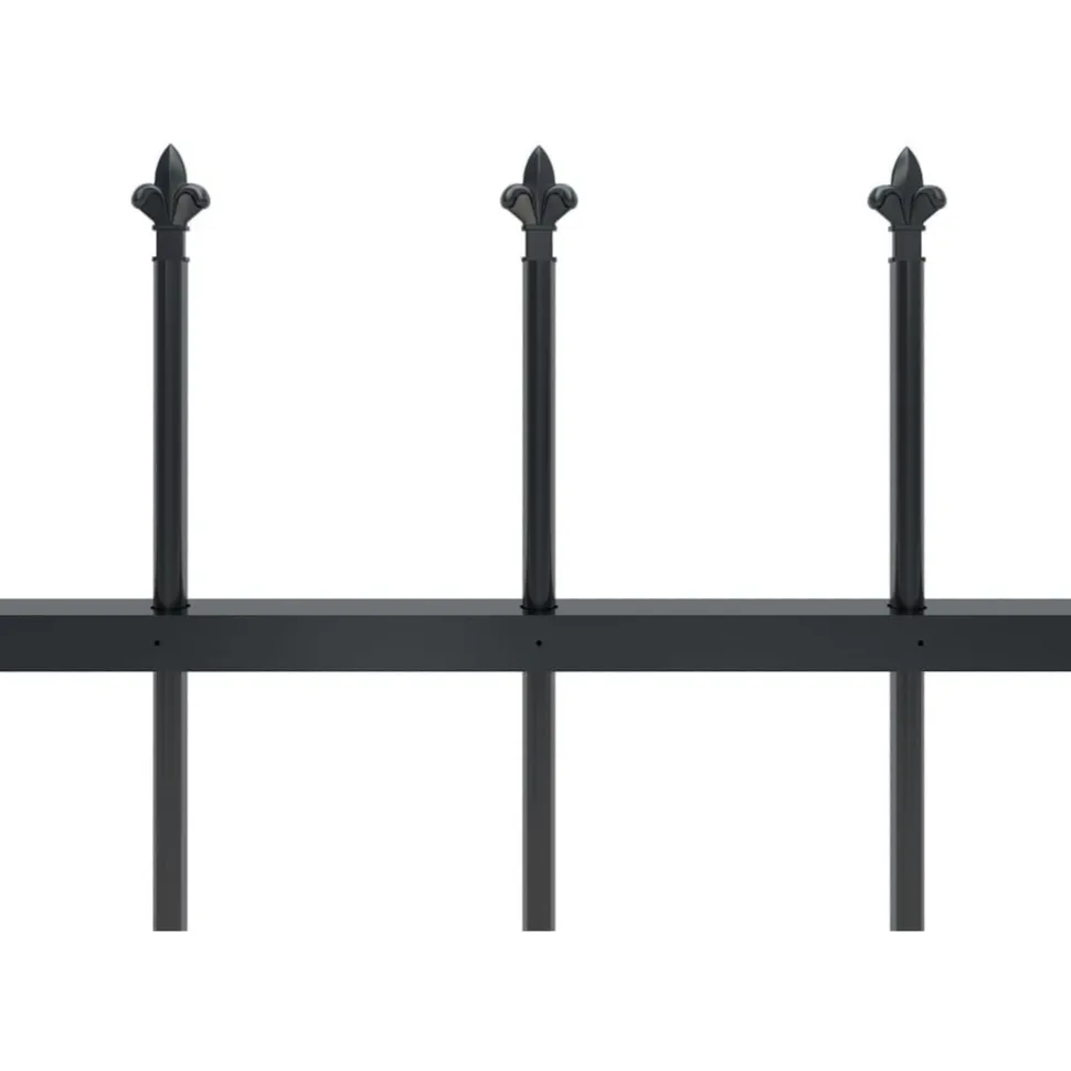 Puutarha-aita keihäskärjillä 5.1x0.6m teräs musta