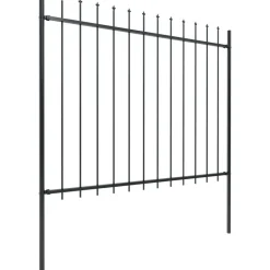 Puutarha-aita keihäskärjillä 8.5x1.5m teräs musta