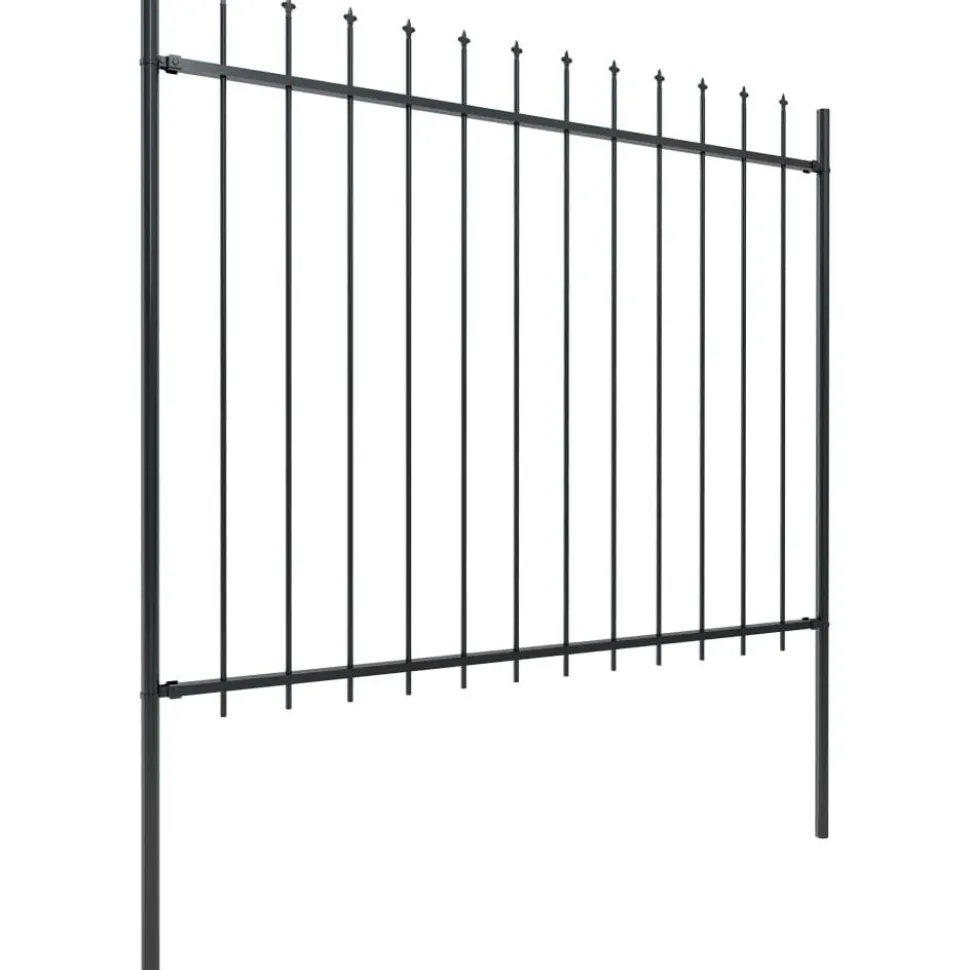 Puutarha-aita keihäskärjillä 8.5x1.5m teräs musta