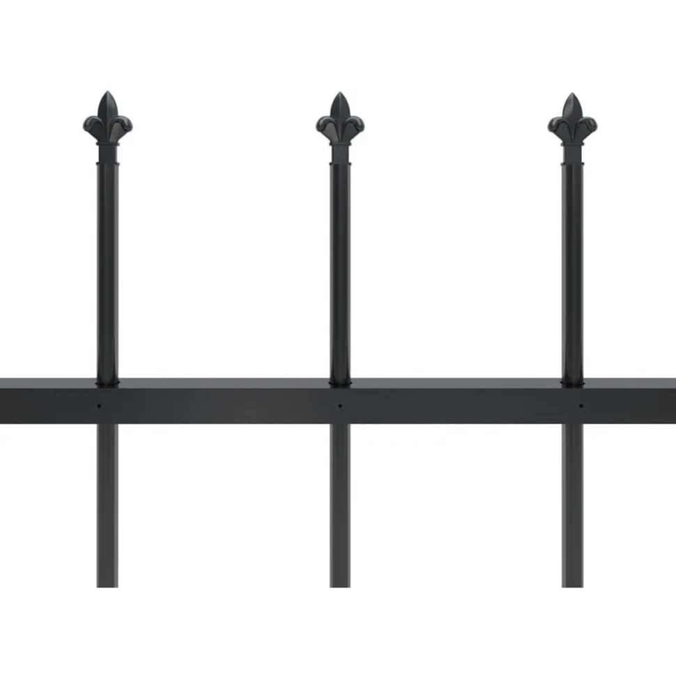 Puutarha-aita keihäskärjillä 8.5x1.5m teräs musta
