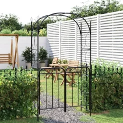 Puutarhakaari portilla 108x45x235 cm teräs musta