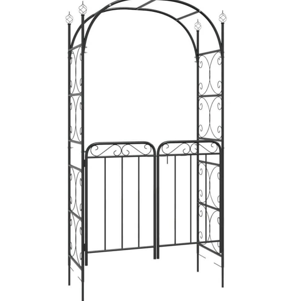Puutarhakaari portilla 108x45x235 cm teräs musta