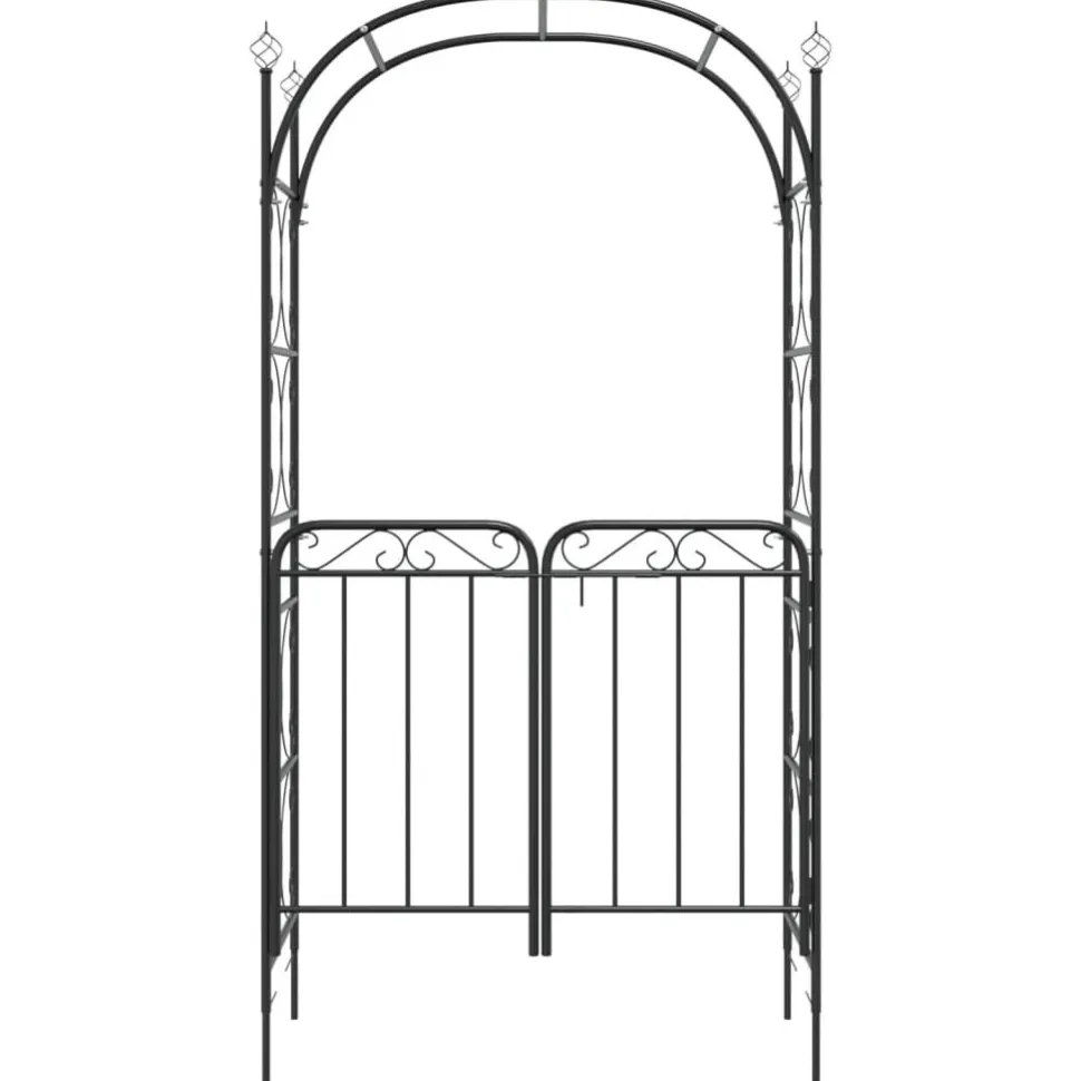 Puutarhakaari portilla 108x45x235 cm teräs musta