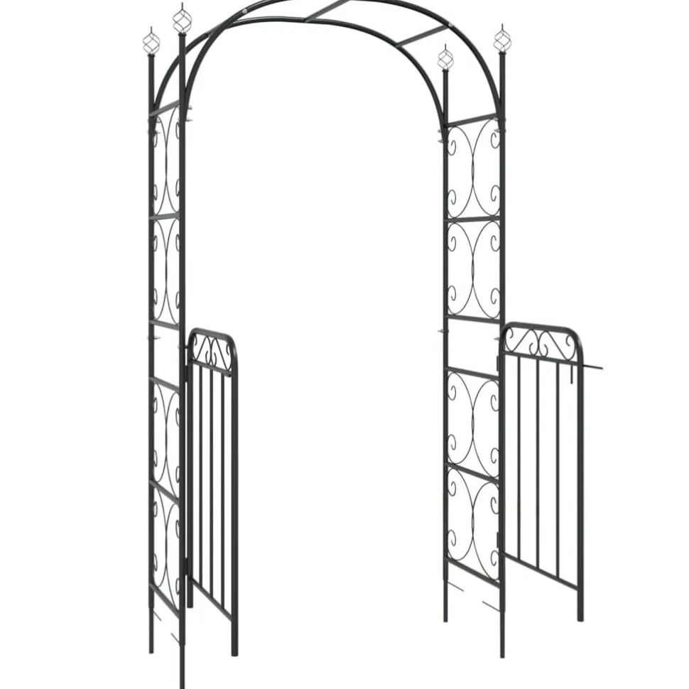 Puutarhakaari portilla 108x45x235 cm teräs musta