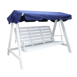 Puutarhakeinu katoksella Baltic Garden Pelle 165cm valkoinen/sininen