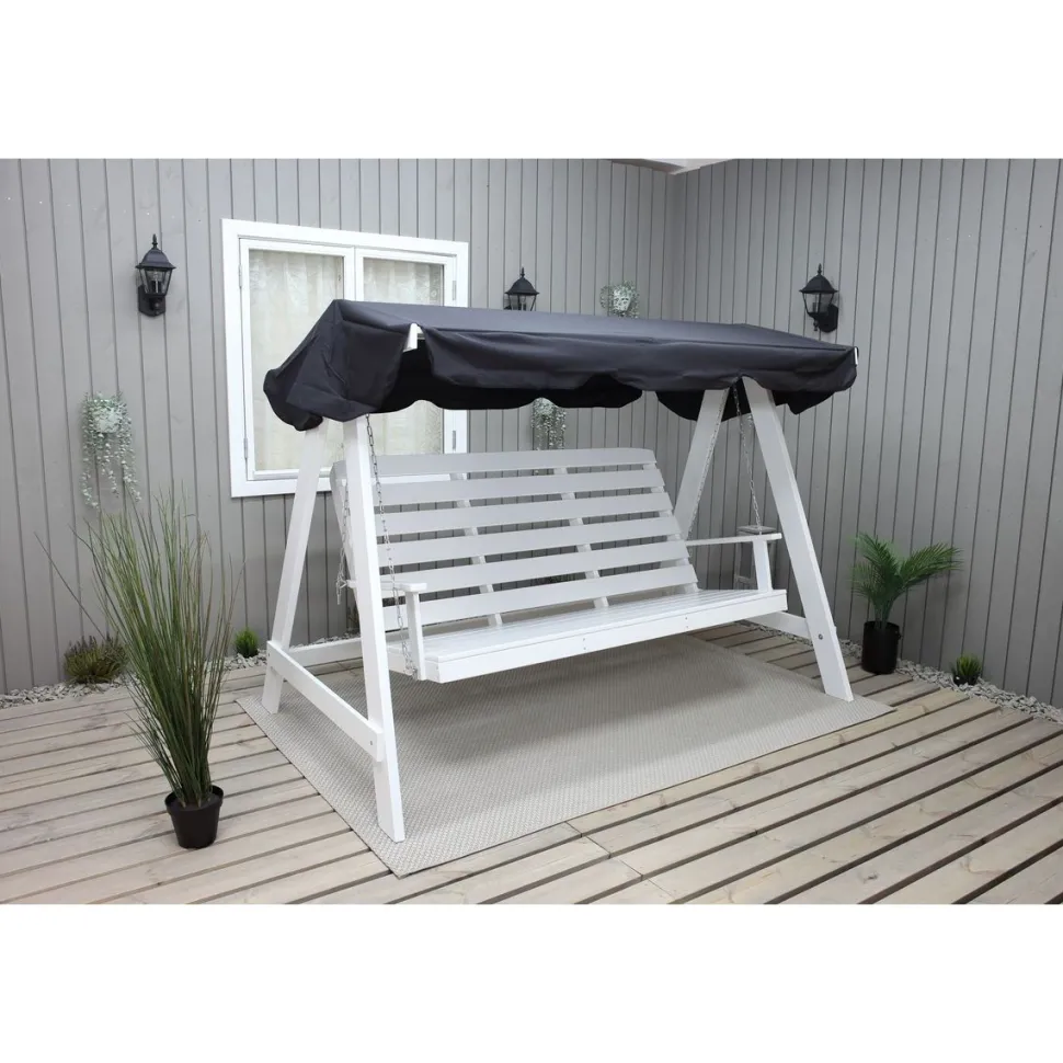 Puutarhakeinu katoksella Baltic Garden Pelle 165cm valkoinen/musta