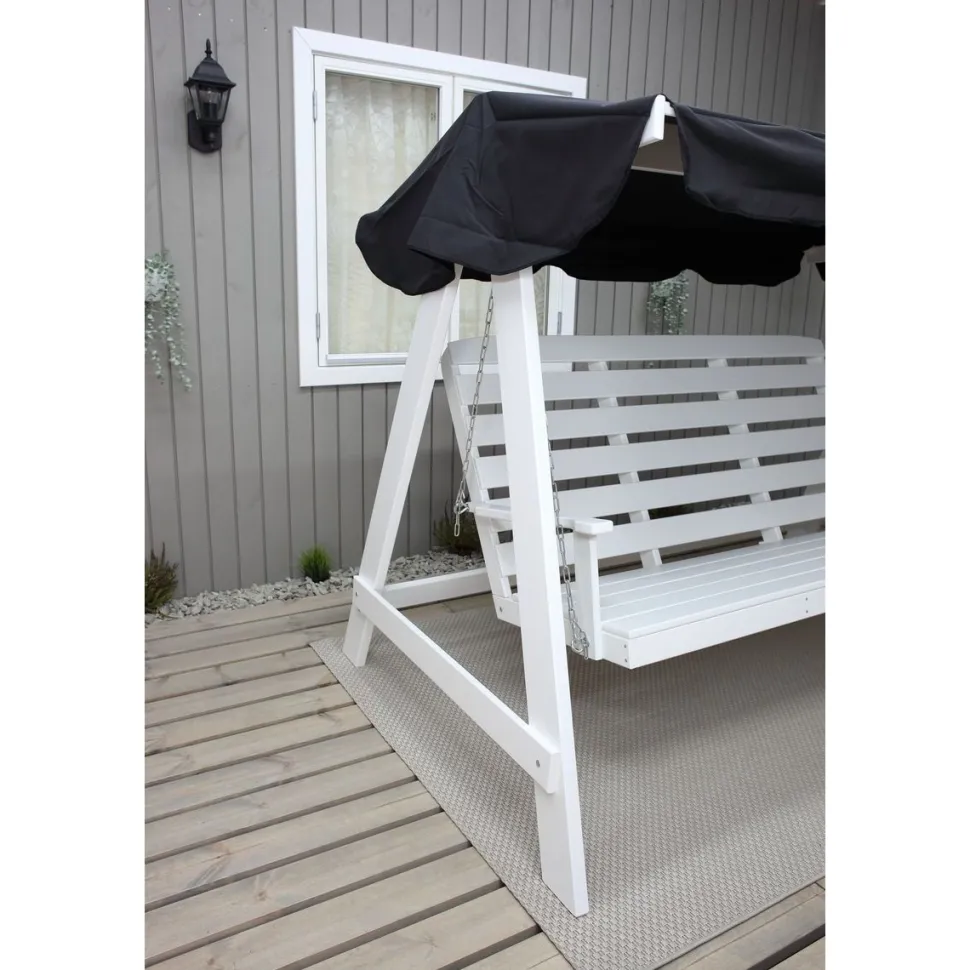 Puutarhakeinu katoksella Baltic Garden Pelle 165cm valkoinen/musta