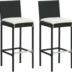 Puutarhan bistrosarja 3-osainen tyynyillä polyrottinki musta (95445)