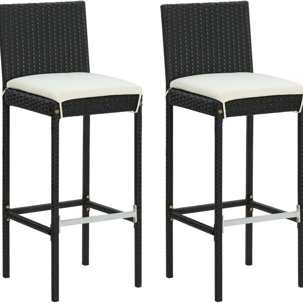 Puutarhan bistrosarja 3-osainen tyynyillä polyrottinki musta (95445)