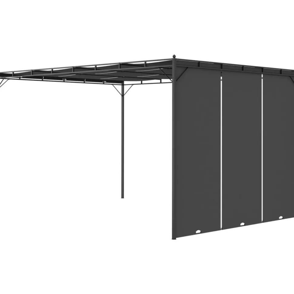 Puutarhan huvimaja sivuverholla 4x3x2,25 cm antrasiitti