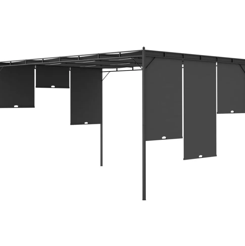 Puutarhan huvimaja sivuverholla 4x3x2,25 cm antrasiitti