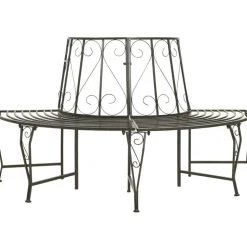 Puutarhan puolipyöreä puunympäryspenkki, 160 cm, teräs