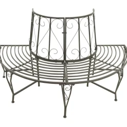 Puutarhan puolipyöreä puunympäryspenkki, 160 cm, teräs