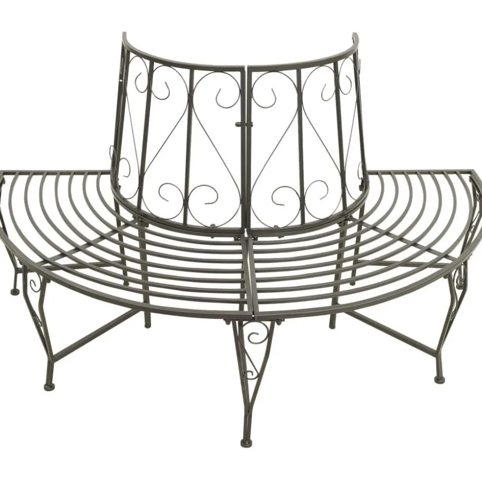 Puutarhan puolipyöreä puunympäryspenkki, 160 cm, teräs