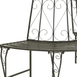 Puutarhan puolipyöreä puunympäryspenkki, 160 cm, teräs