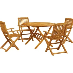 Puutarhan ruokailuryhmä 5-osainen kokoontaitettava täysi akasiapuu (95248)