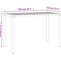 Puutarhan ruokapöytä antrasiitti 110x54x70 cm teräs (64600)