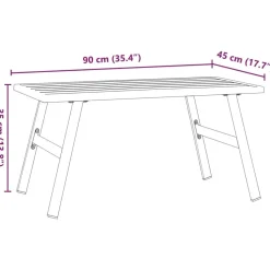 Puutarhan sohvapöytä musta 90x45x35 cm jauhemaalattu teräs (08106)