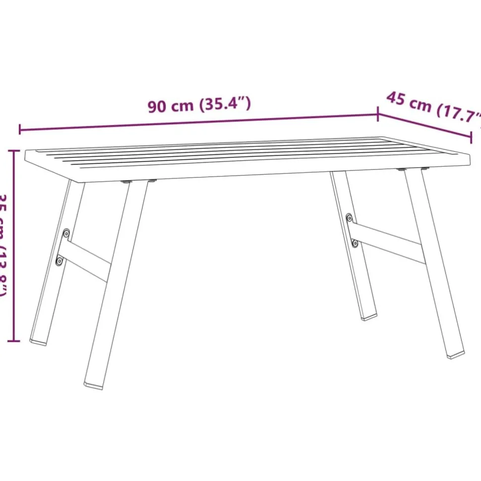 Puutarhan sohvapöytä musta 90x45x35 cm jauhemaalattu teräs (08106)